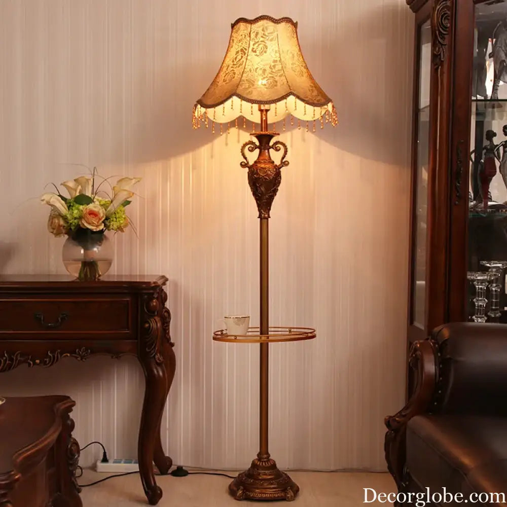 Camille European Luxury Resin LED Floor Lamp Retro Standing Light