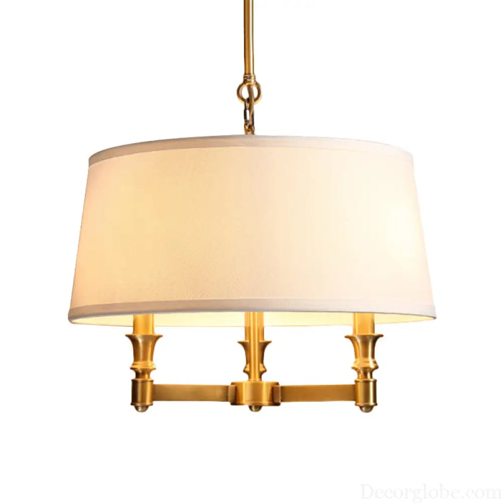 Traditional Drum Chandelier Light - White 3 Lights - Ideal for Dining Room Pendant Lighting White
