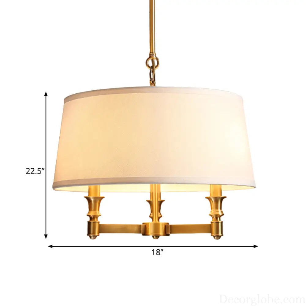 Traditional Drum Chandelier Light - White 3 Lights - Ideal for Dining Room Pendant Lighting White
