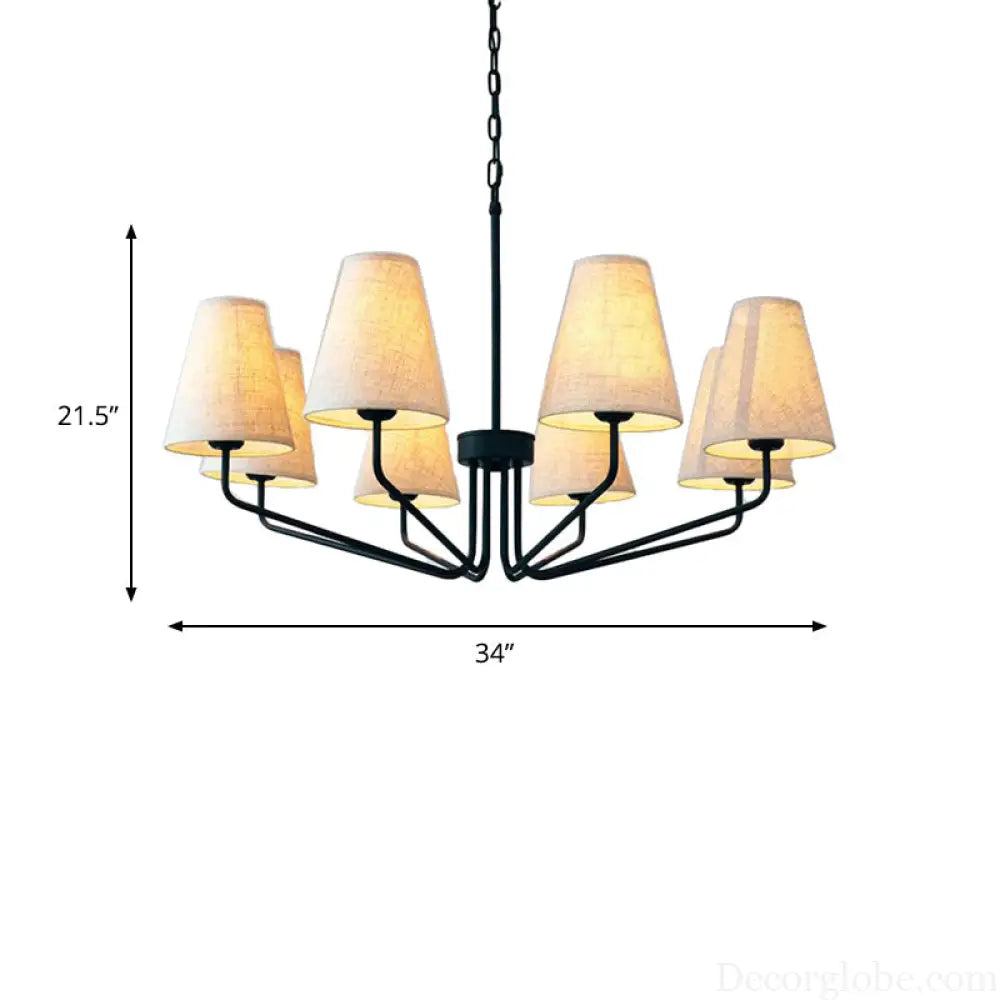 Traditional Fabric Conical Hanging Chandelier with 3/5/6 Lights - Flaxen Pendant Light for Living Room