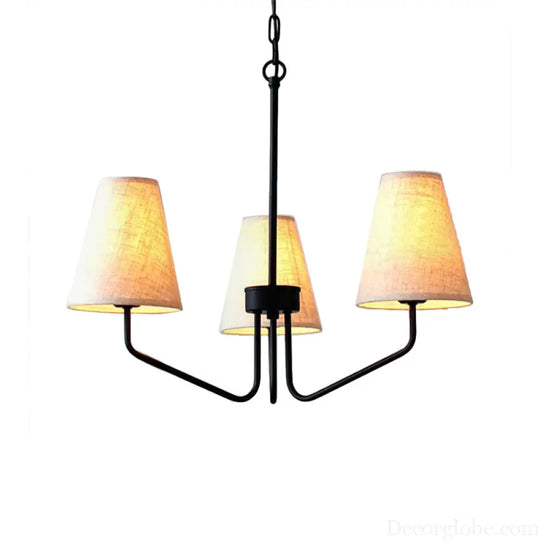 Traditional Fabric Conical Hanging Chandelier with 3/5/6 Lights - Flaxen Pendant Light for Living Room