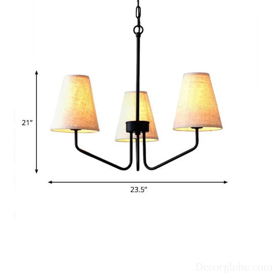 Traditional Fabric Conical Hanging Chandelier with 3/5/6 Lights - Flaxen Pendant Light for Living Room