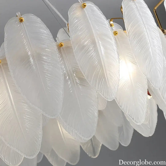 Unique Goose Feather LED Chandelier - Artistic White Glass - Designer Lighting Fixture for Foyer and More - DecorGlobe