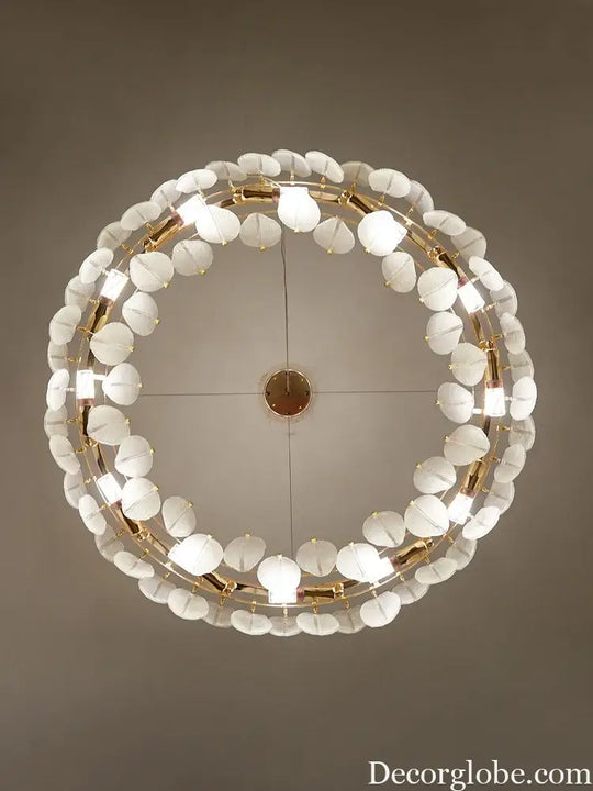 Unique Goose Feather LED Chandelier - Artistic White Glass - Designer Lighting Fixture for Foyer and More - DecorGlobe