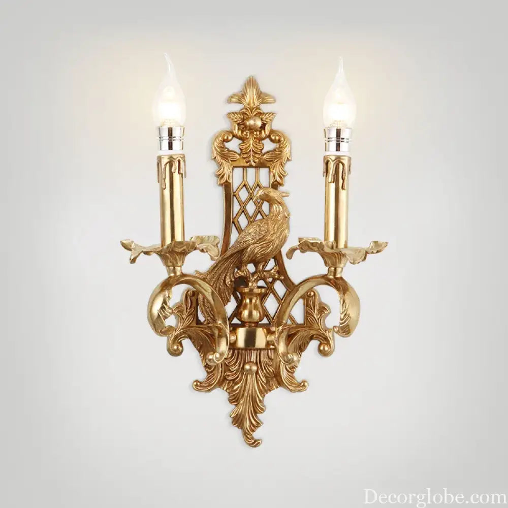 Retro Brass Wall Lights European Indoor Bedroom Entryway Luxury Copper Vintage Candle Wall Lamps