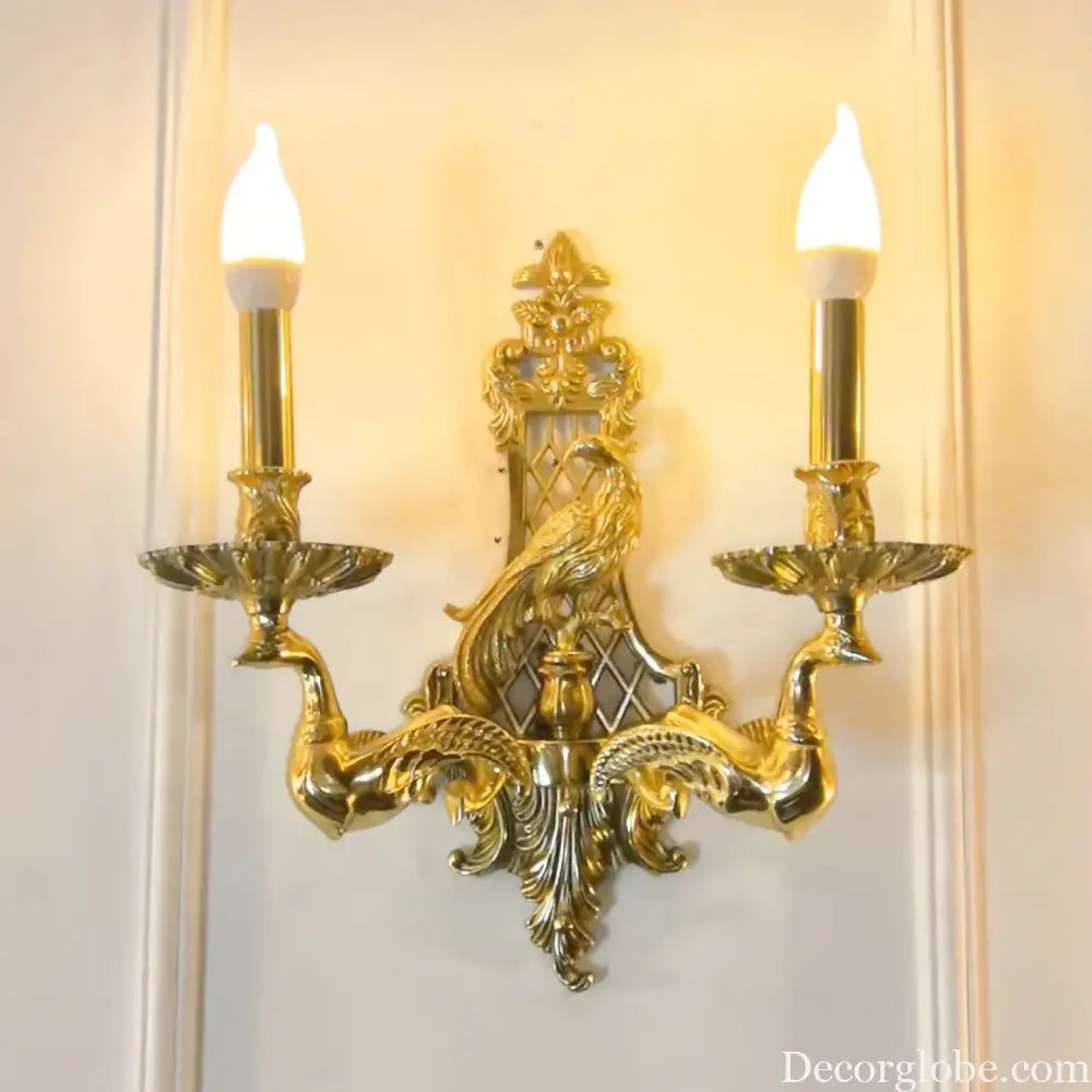 Retro Brass Wall Lights European Indoor Bedroom Entryway Luxury Copper Vintage Candle Wall Lamps