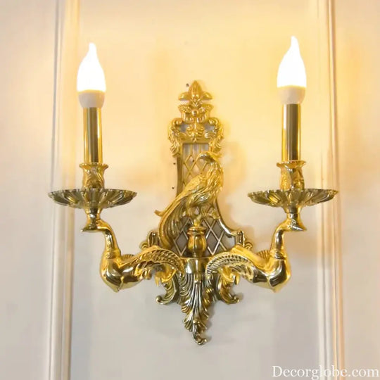Retro Brass Wall Lights European Indoor Bedroom Entryway Luxury Copper Vintage Candle Wall Lamps