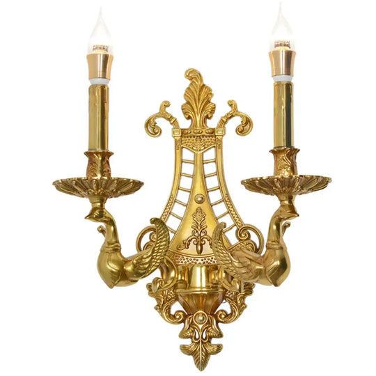 Retro Brass Wall Lights European Indoor Bedroom Entryway Luxury Copper Vintage Candle Wall Lamps