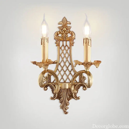 Retro Brass Wall Lights European Indoor Bedroom Entryway Luxury Copper Vintage Candle Wall Lamps