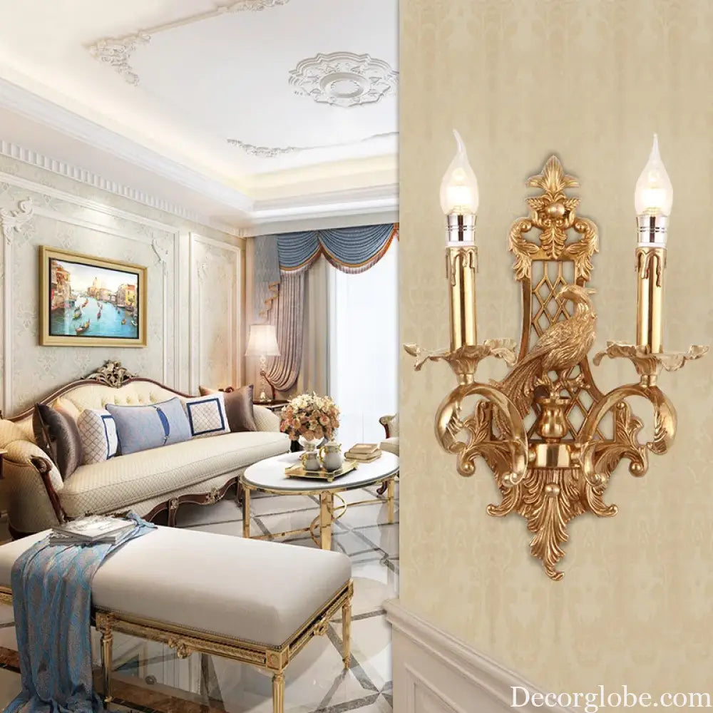 Retro Brass Wall Lights European Indoor Bedroom Entryway Luxury Copper Vintage Candle Wall Lamps