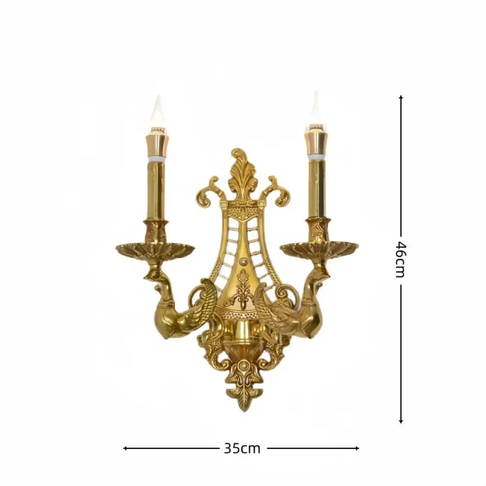 Retro Brass Wall Lights European Indoor Bedroom Entryway Luxury Copper Vintage Candle Wall Lamps - WLB-087A / China