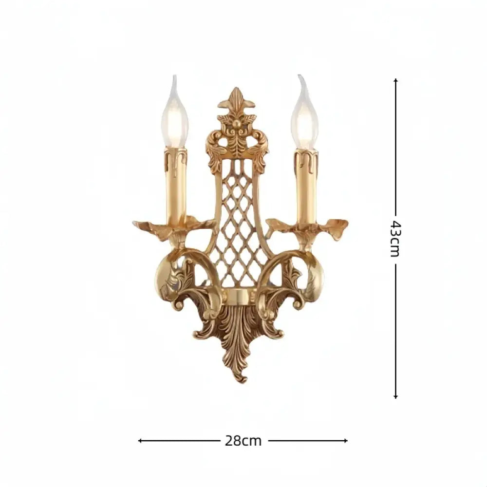 Retro Brass Wall Lights European Indoor Bedroom Entryway Luxury Copper Vintage Candle Wall Lamps - WLB-087B / China