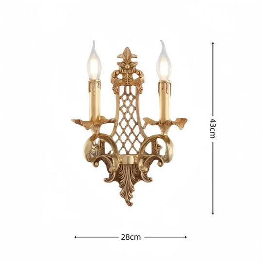 Retro Brass Wall Lights European Indoor Bedroom Entryway Luxury Copper Vintage Candle Wall Lamps - WLB-087B / China