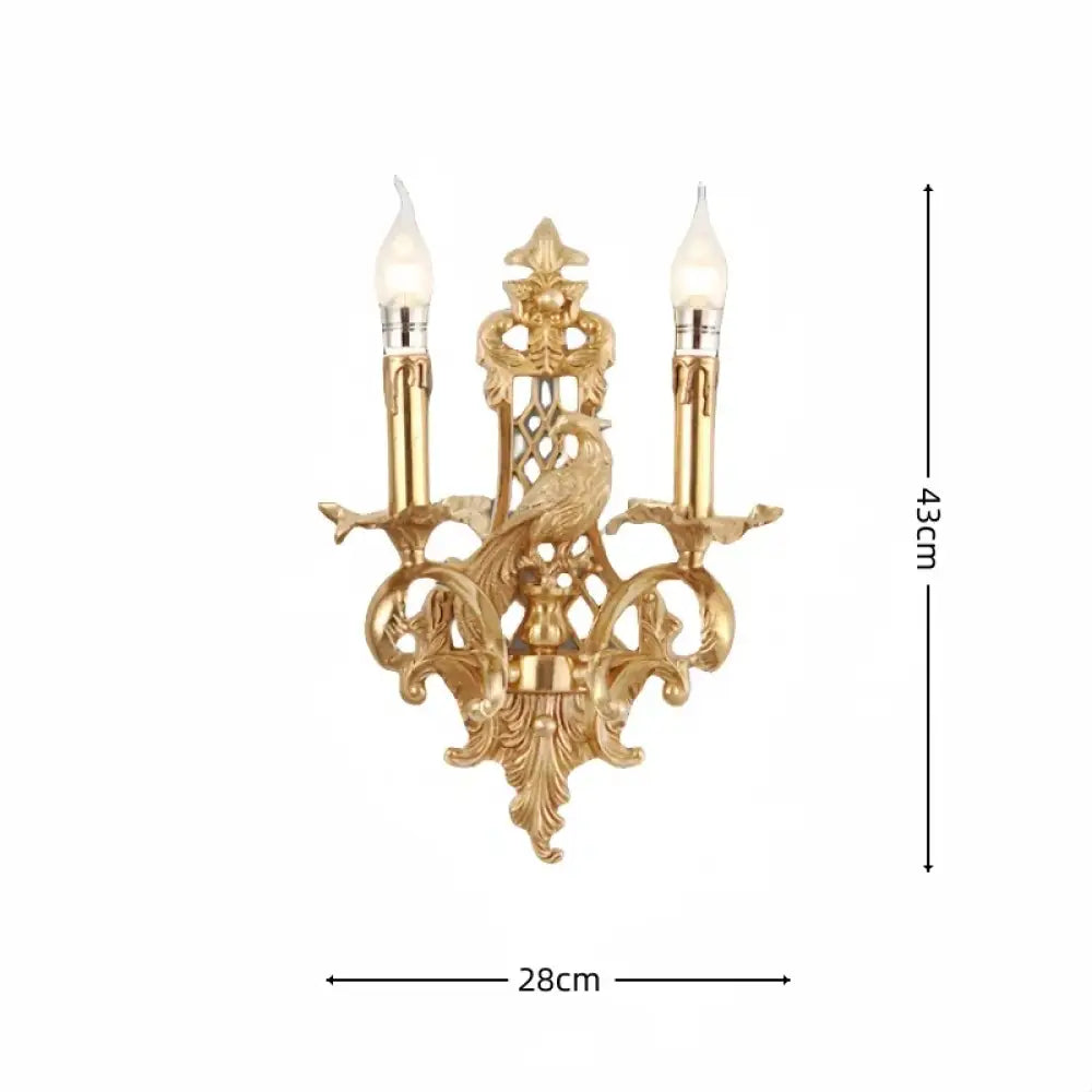 Retro Brass Wall Lights European Indoor Bedroom Entryway Luxury Copper Vintage Candle Wall Lamps - WLB-087C / China