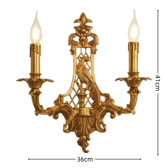 Retro Brass Wall Lights European Indoor Bedroom Entryway Luxury Copper Vintage Candle Wall Lamps - WLB-087D / China