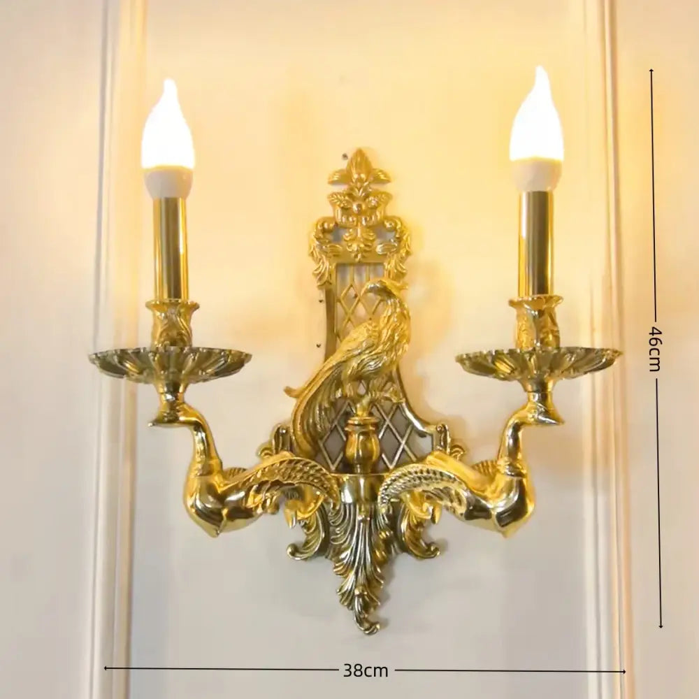 Retro Brass Wall Lights European Indoor Bedroom Entryway Luxury Copper Vintage Candle Wall Lamps - WLB-087E / China