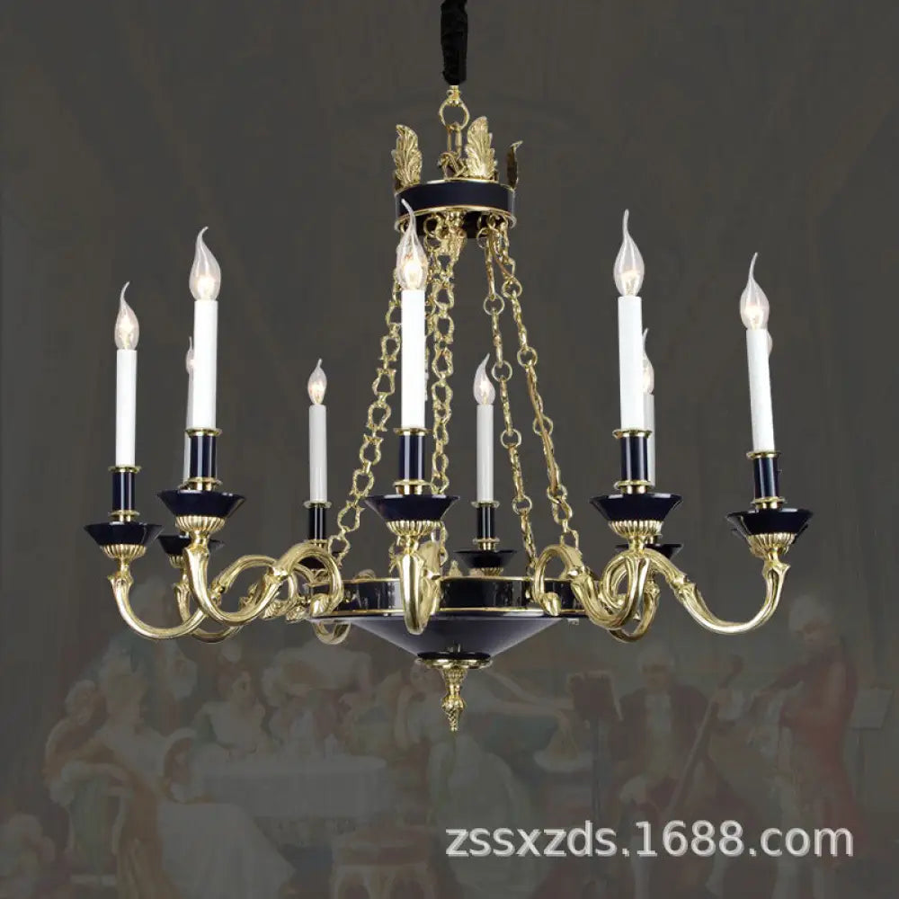 French style copper candle chandelier classical atmosphere living room dining room bedroom lamp European style villa