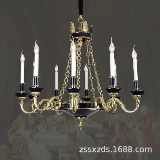 French style copper candle chandelier classical atmosphere living room dining room bedroom lamp European style villa
