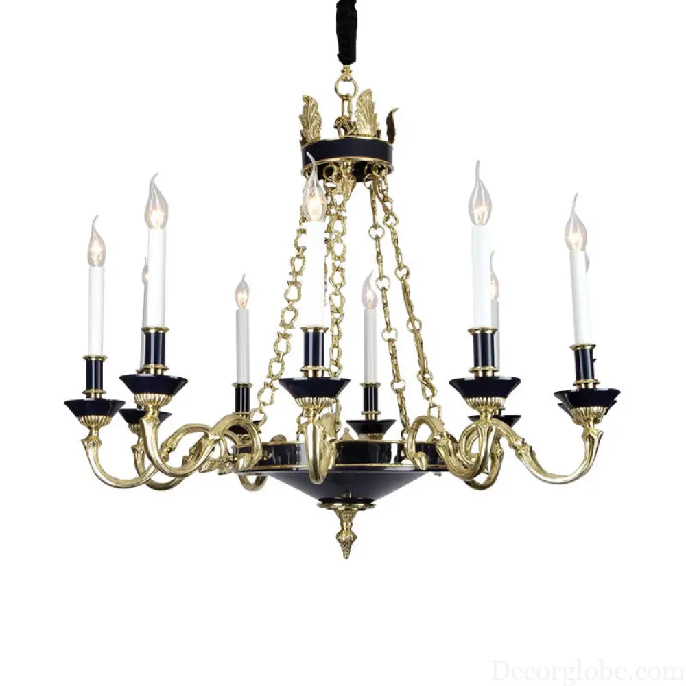French style copper candle chandelier classical atmosphere living room dining room bedroom lamp European style villa