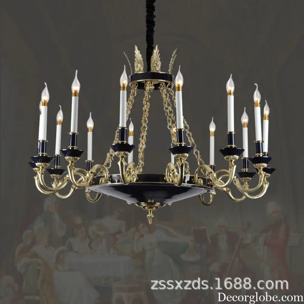 French style copper candle chandelier classical atmosphere living room dining room bedroom lamp European style villa