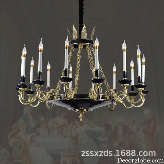 French style copper candle chandelier classical atmosphere living room dining room bedroom lamp European style villa