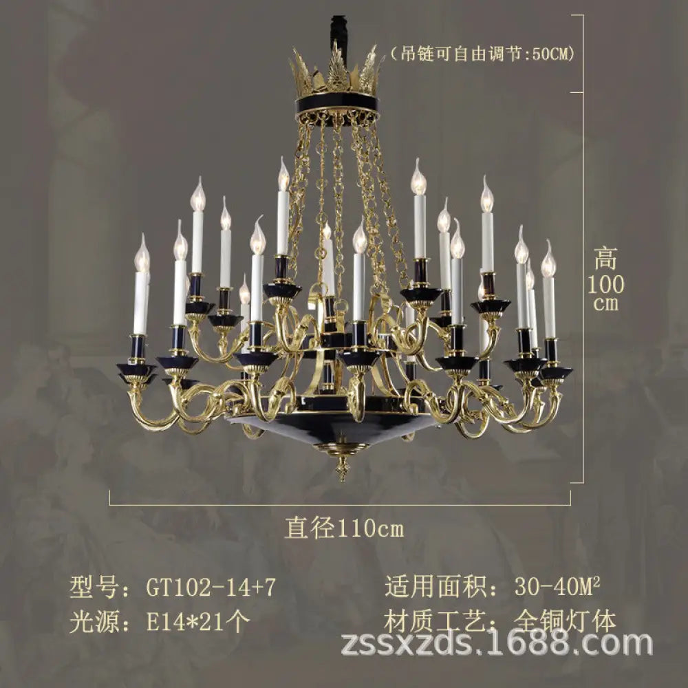 French style copper candle chandelier classical atmosphere living room dining room bedroom lamp European style villa