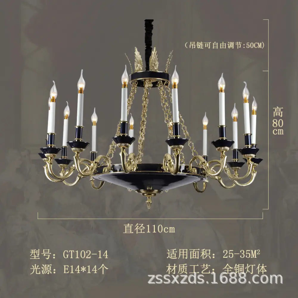 French style copper candle chandelier classical atmosphere living room dining room bedroom lamp European style villa