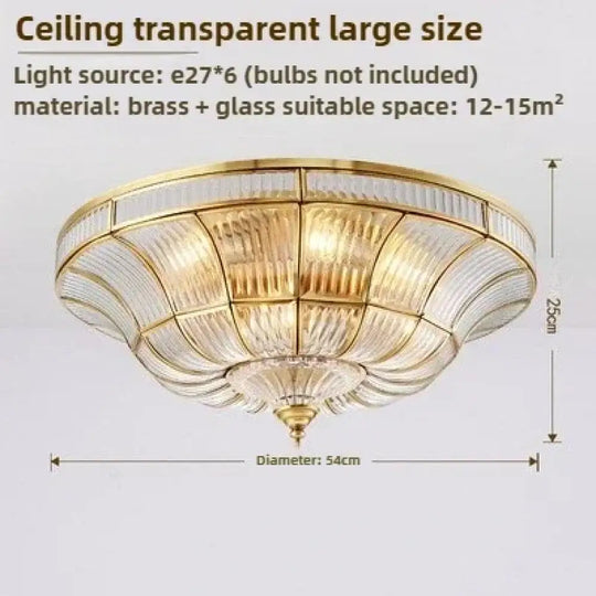 Nordic Copper Glass Circular Ceiling Light For Aisle Restaurant Bar Living Room Bedroom Household LED Lighting Fixtures