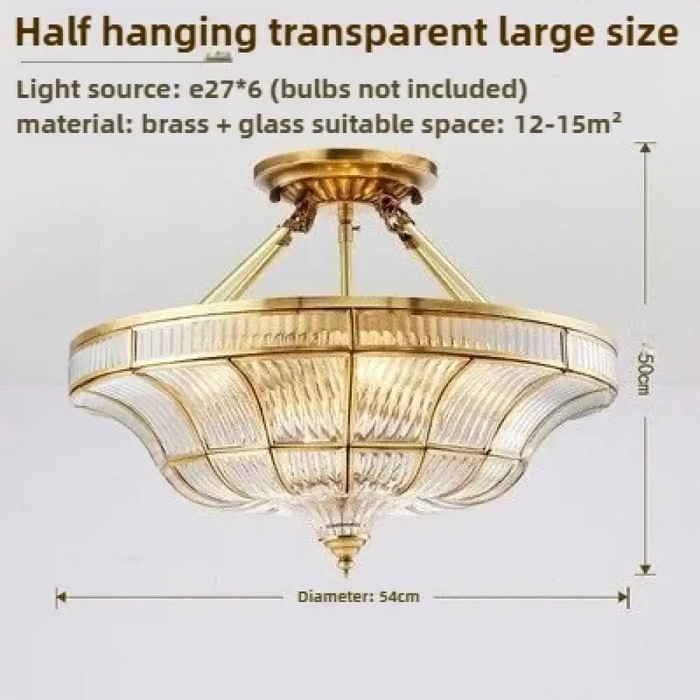 Nordic Copper Glass Circular Ceiling Light For Aisle Restaurant Bar Living Room Bedroom Household LED Lighting Fixtures