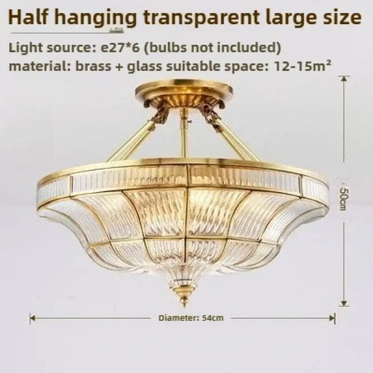 Nordic Copper Glass Circular Ceiling Light For Aisle Restaurant Bar Living Room Bedroom Household LED Lighting Fixtures
