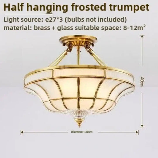 Nordic Copper Glass Circular Ceiling Light For Aisle Restaurant Bar Living Room Bedroom Household LED Lighting Fixtures