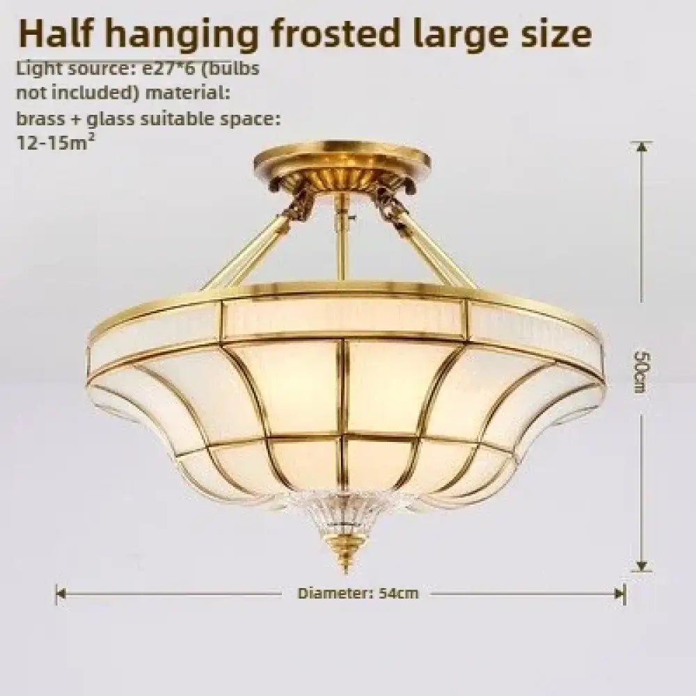 Nordic Copper Glass Circular Ceiling Light For Aisle Restaurant Bar Living Room Bedroom Household LED Lighting Fixtures