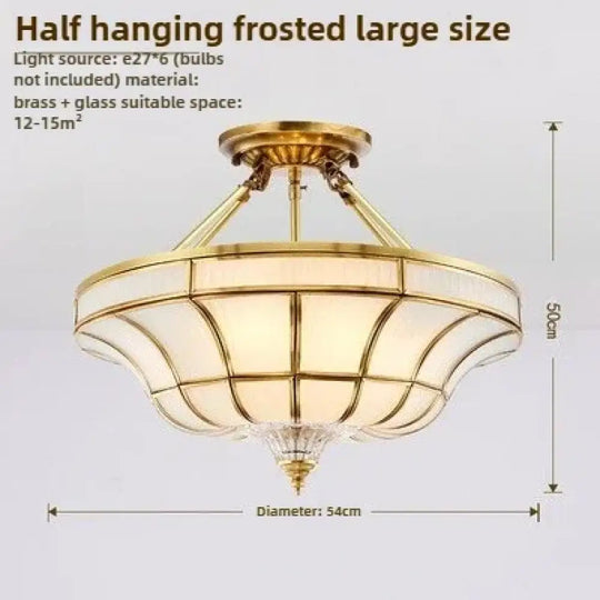 Nordic Copper Glass Circular Ceiling Light For Aisle Restaurant Bar Living Room Bedroom Household LED Lighting Fixtures