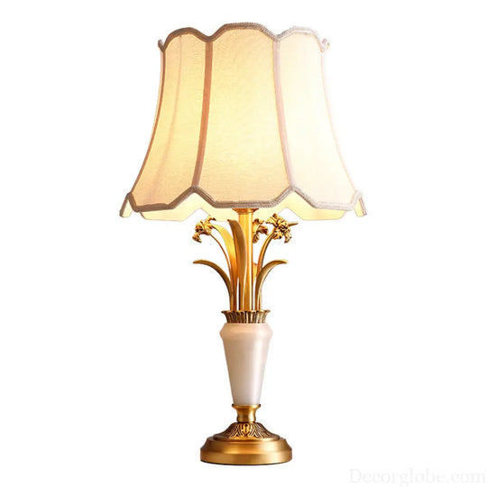 All-copper American table lamp modern living room bedroom bedside table lamp hotel decoration Jade lamp cross-border
