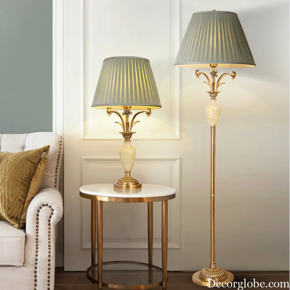 All-copper American table lamp modern living room bedroom bedside table lamp hotel decoration Jade lamp cross-border