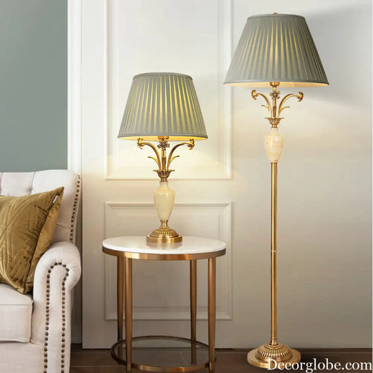 All-copper American table lamp modern living room bedroom bedside table lamp hotel decoration Jade lamp cross-border
