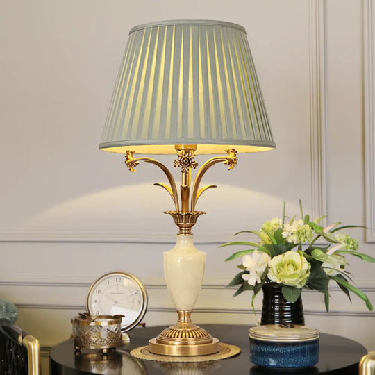 All-copper American table lamp modern living room bedroom bedside table lamp hotel decoration Jade lamp cross-border