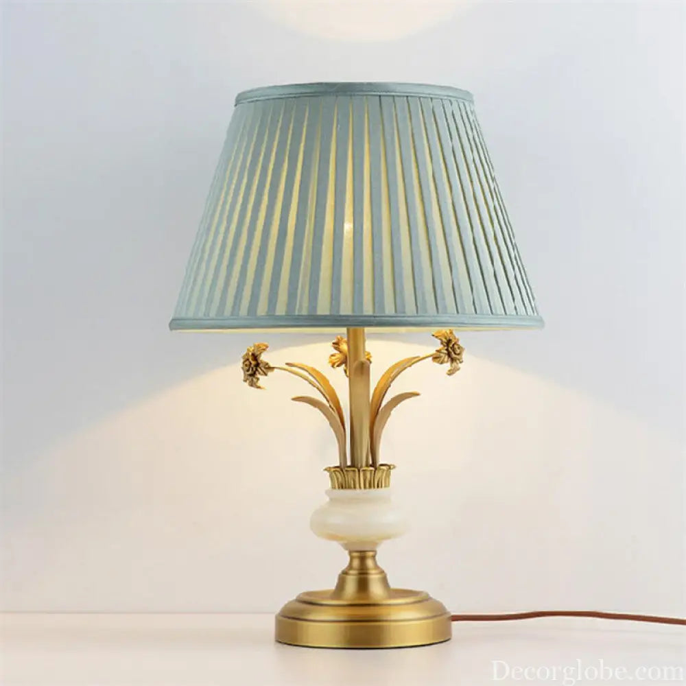 All-copper American table lamp modern living room bedroom bedside table lamp hotel decoration Jade lamp cross-border