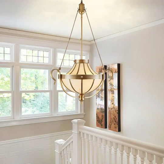 American Style Duplex Led Pendant Light For Home Decoration Stairs All Copper Living Room Bedroom Corridor Lighting