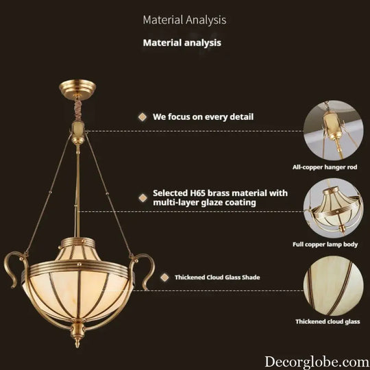 American Style Duplex Led Pendant Light For Home Decoration Stairs All Copper Living Room Bedroom Corridor Lighting