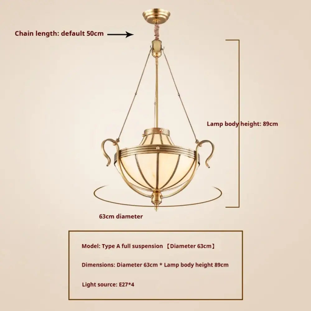 American Style Duplex Led Pendant Light For Home Decoration Stairs All Copper Living Room Bedroom Corridor Lighting