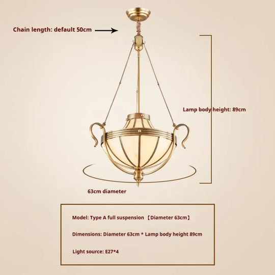 American Style Duplex Led Pendant Light For Home Decoration Stairs All Copper Living Room Bedroom Corridor Lighting