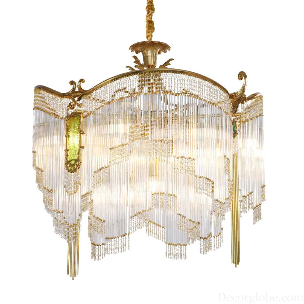 Valentina French Retro Copper Crystal Chandelier – European Dining Room Light Chandelier