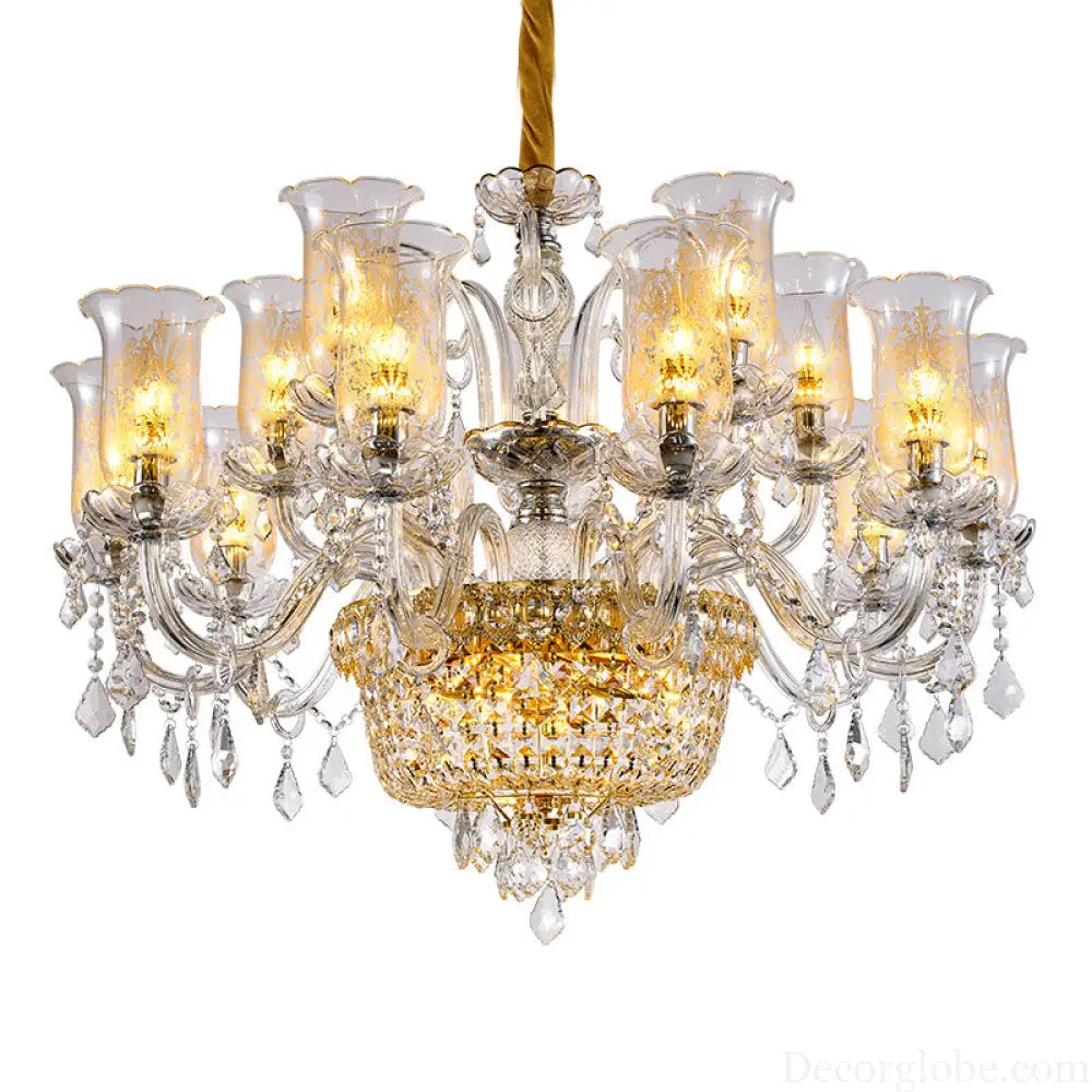 Valentina French European Crystal Branch Chandelier Chandelier