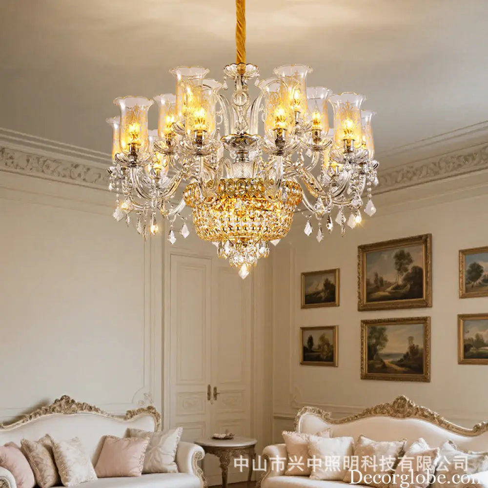 Valentina French European Crystal Branch Chandelier Chandelier