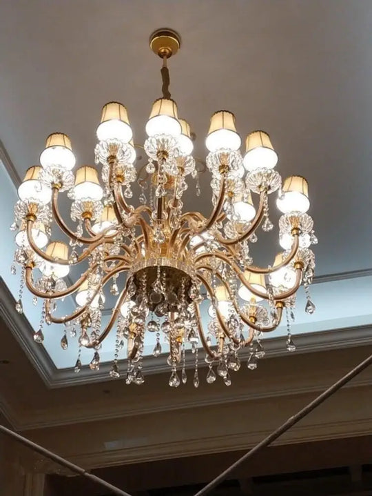 Luxury hotel wedding hall crystal chandelier European living room dining room lamps Villa atmospheric duplex Hall