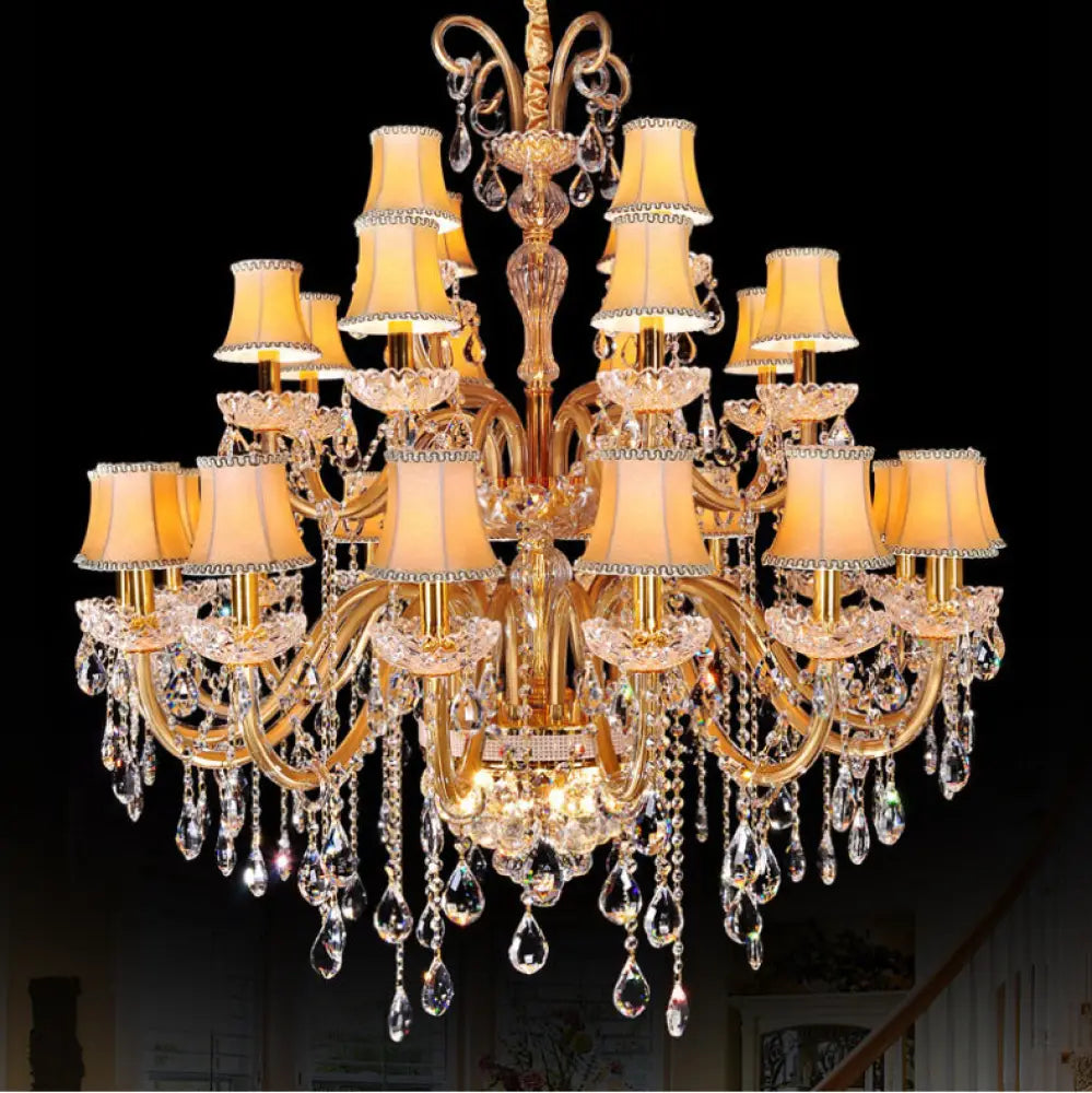 Luxury hotel wedding hall crystal chandelier European living room dining room lamps Villa atmospheric duplex Hall