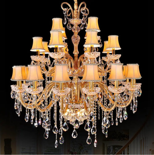 Luxury hotel wedding hall crystal chandelier European living room dining room lamps Villa atmospheric duplex Hall