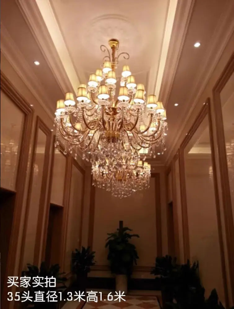 Luxury hotel wedding hall crystal chandelier European living room dining room lamps Villa atmospheric duplex Hall