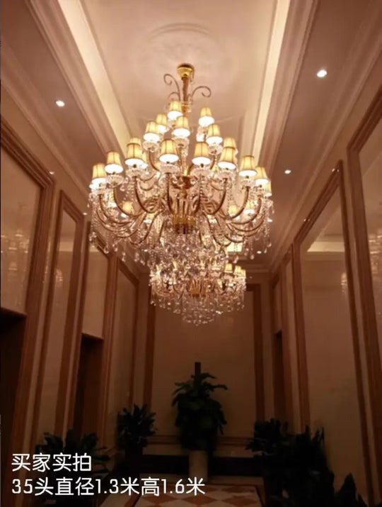 Luxury hotel wedding hall crystal chandelier European living room dining room lamps Villa atmospheric duplex Hall